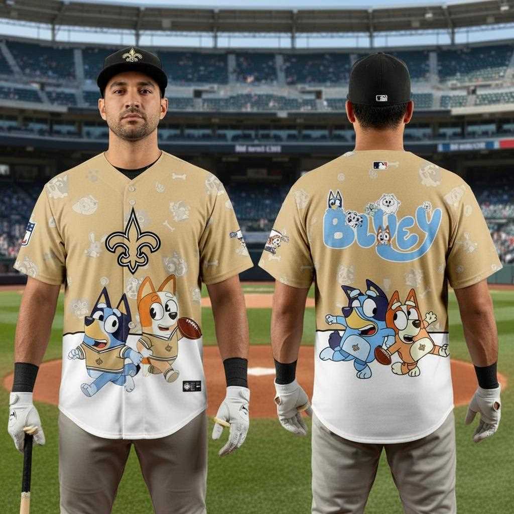 New Orleans Saints Bluey Night Baseball Jersey