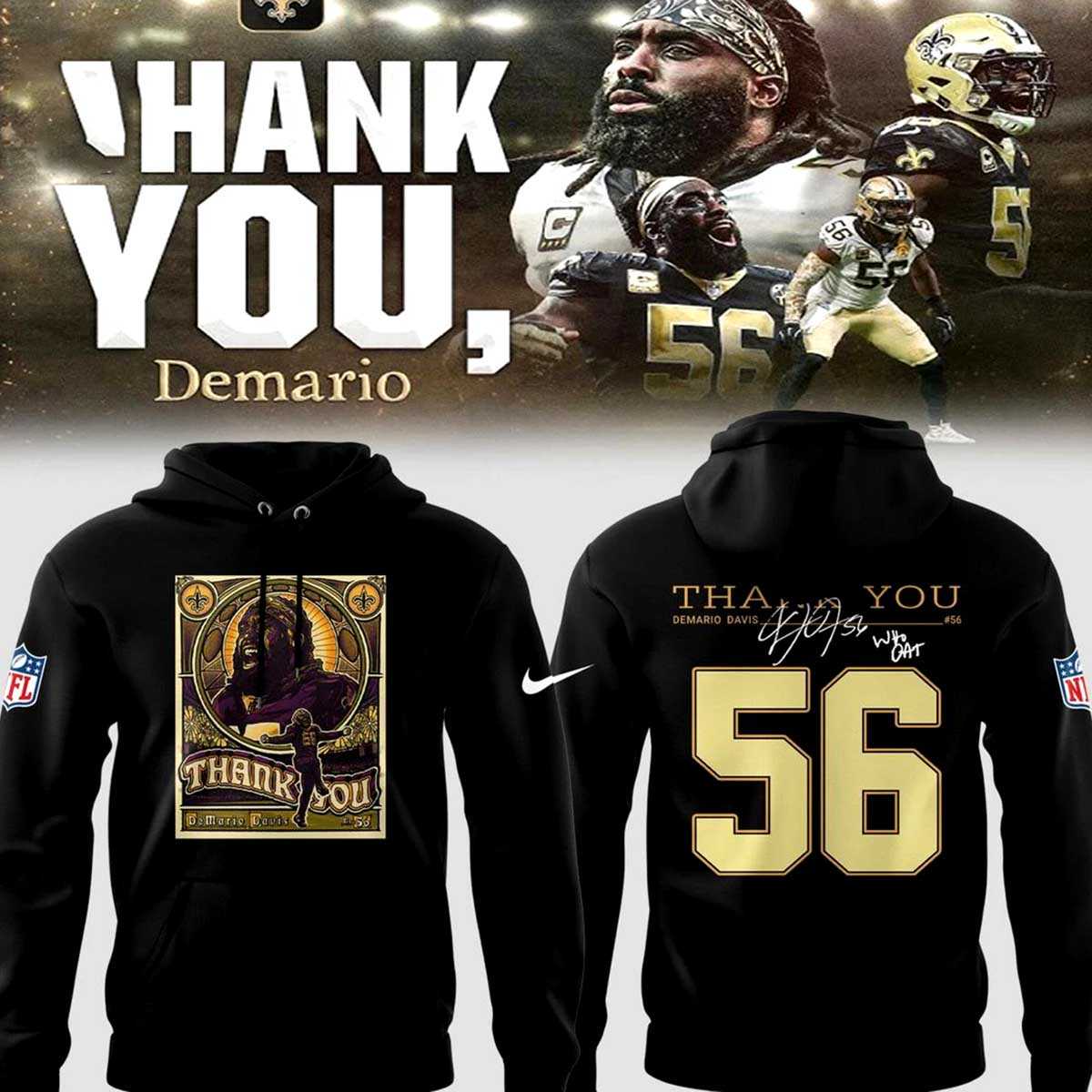 New Orleans Saints Thank You Demario Davis For Fan Hoodie