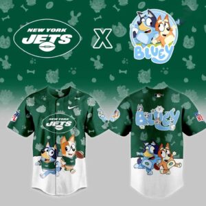 New York Jets Bluey Night Baseball Jersey