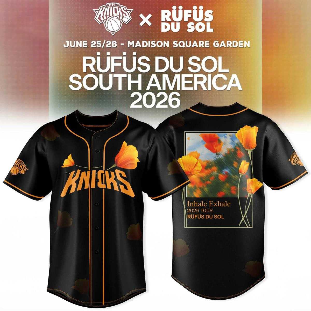 New York Knicks Rufus Du Sol 2026 Tour Of South America Baseball Jersey