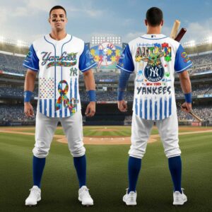 New York Yankees Autism Awareness Baby Grogu Jersey 5