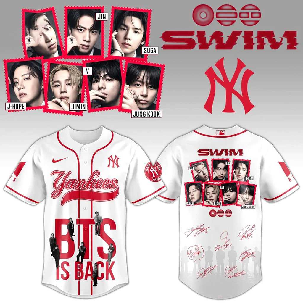 New York Yankees BTS SWIM 2026 Special Baseball Jersey New York Yankees BTS SWIM 2026 Special Baseball Jersey