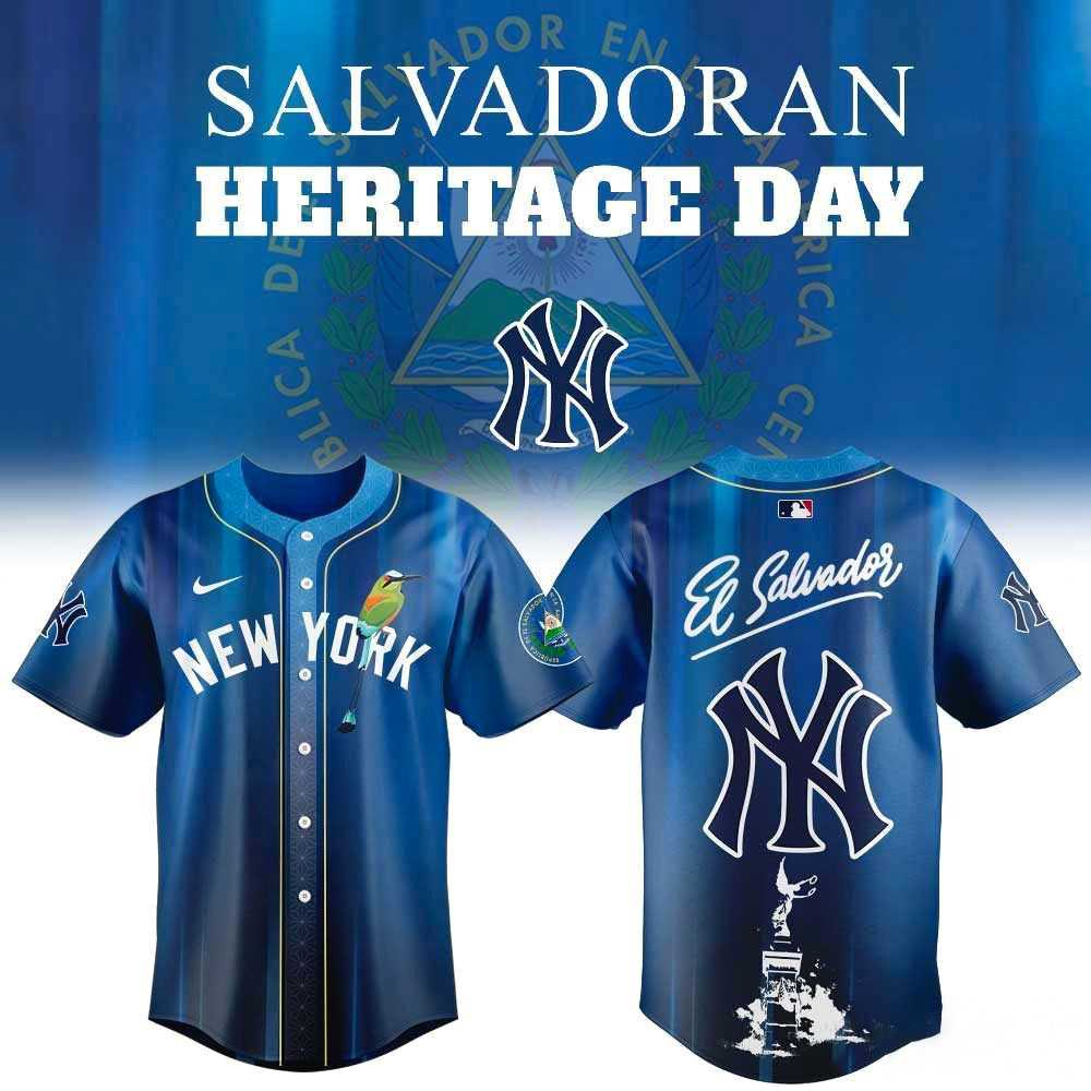 New York Yankees Salvadoran Heritage Day 2026 Baseball Jersey New York Yankees Salvadoran Heritage Day 2026 Baseball Jersey