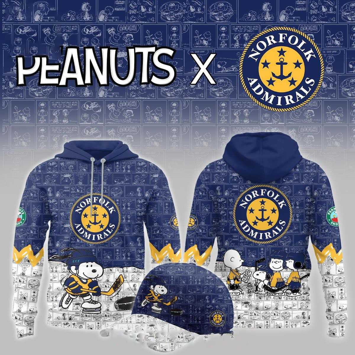 Norfolk Admirals Peanuts Night 2026 Celebrating Hoodie Norfolk Admirals Peanuts Night 2026 Celebrating Hoodie