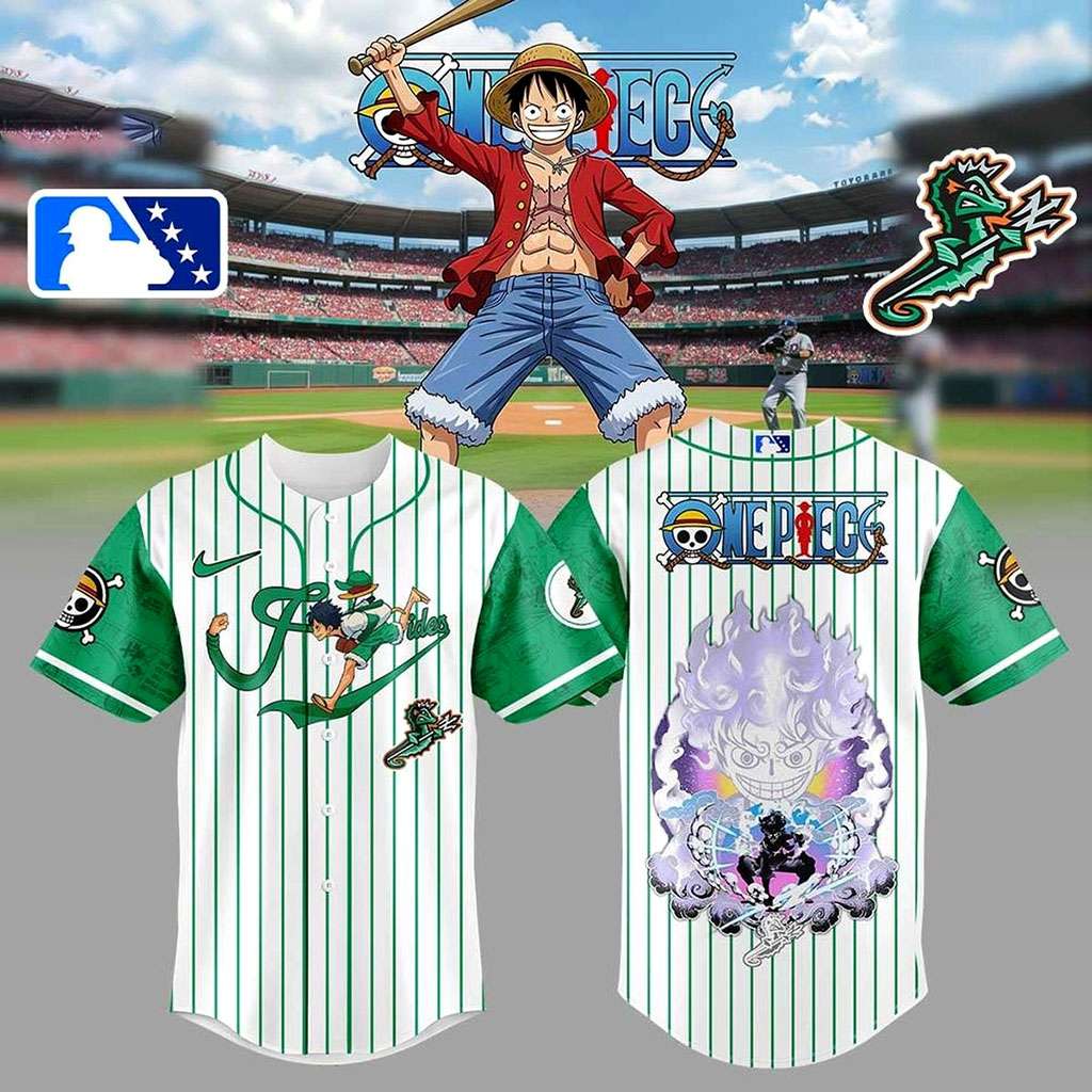 Norfolk Tides One Piece 2026 Anime Night Striped Baseball Jersey