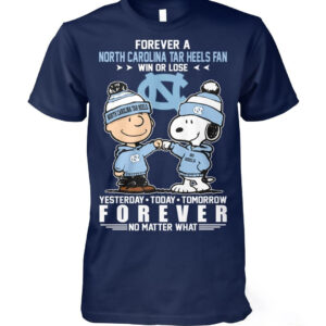 North Carolina Tar Heels Charlie Brown Snoopy Forever Fan Shirt
