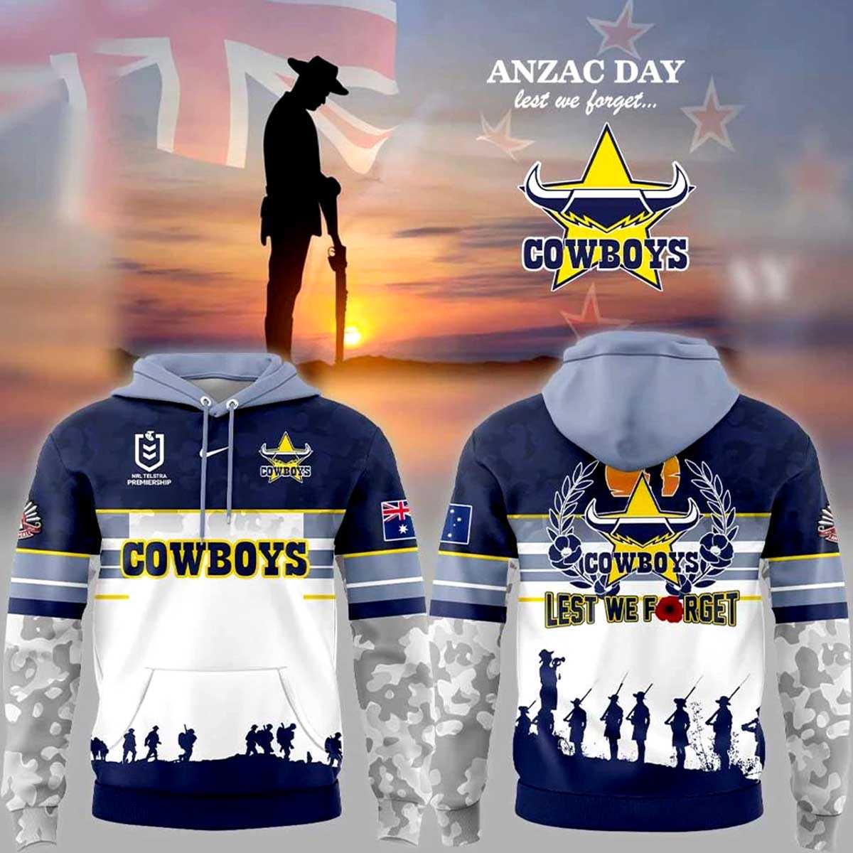 North Queensland Cowboys A N Z A C Day 2026 Edition Hoodie North Queensland Cowboys A N Z A C Day 2026 Edition Hoodie