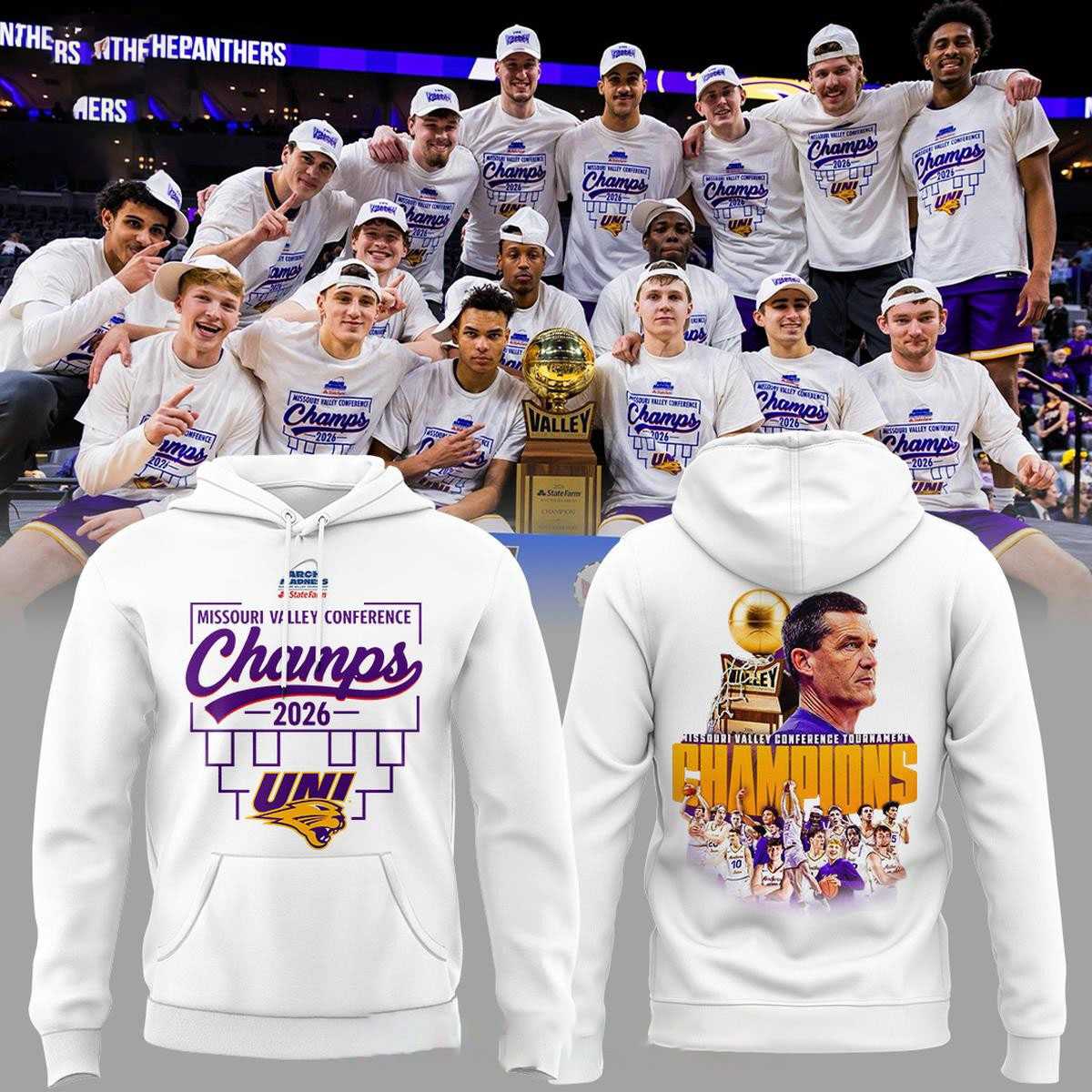 Northern Iowa Panthers Missouri Valley Champions 2026 Hoodie Tees Northern Iowa Panthers Missouri Valley Champions 2026 Hoodie Tees