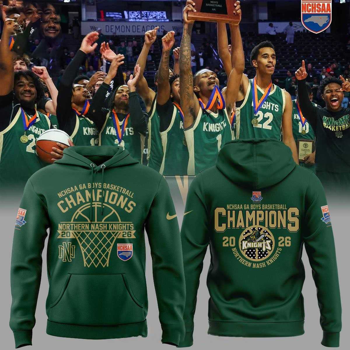 Northern Nash Knights 6 A Boys N C H S A A Champions 2026 Hoodie Tee Northern Nash Knights 6 A Boys N C H S A A Champions 2026 Hoodie Tee