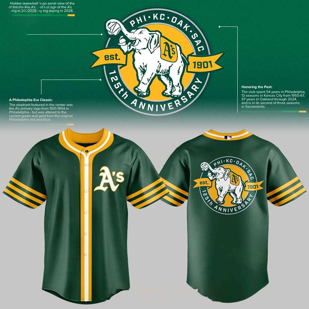 Oakland Athlerics 125th Anniversary 1901-2026 Baseball Jersey Oakland Athlerics 125th Anniversary 1901-2026 Baseball Jersey