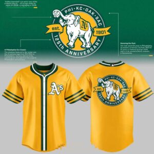 Oakland Athlerics 125th Anniversary 1901 2026 Yellow Baseball Jersey
