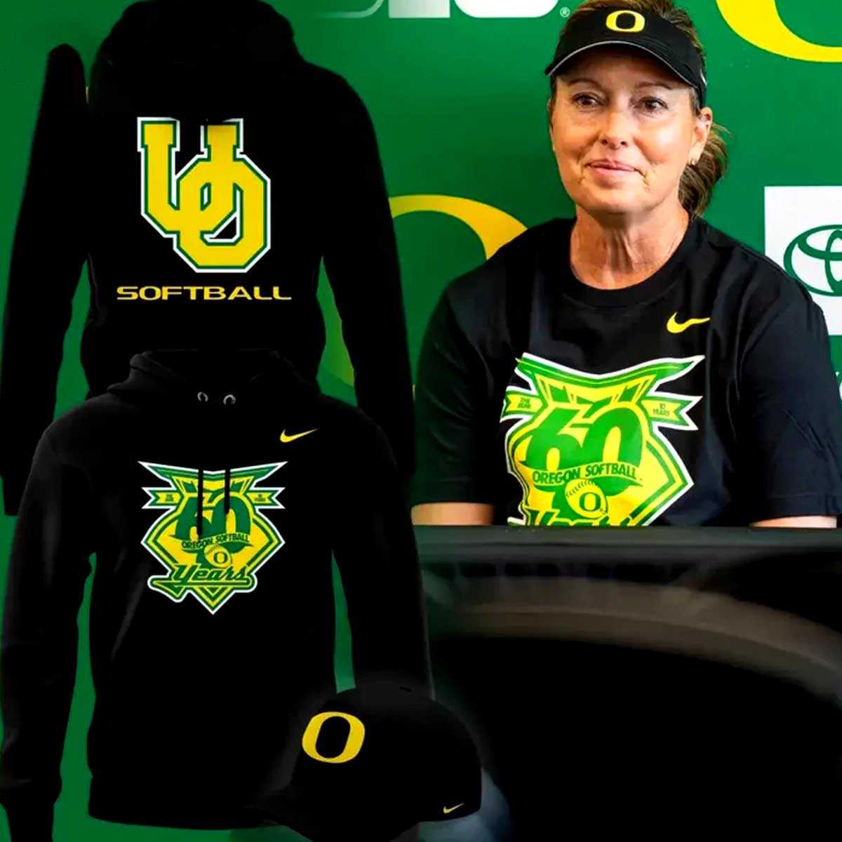 Oregon Ducks Coach Melyssa Lombardi Hoodie new logo Celebrating 60 years Hoodie