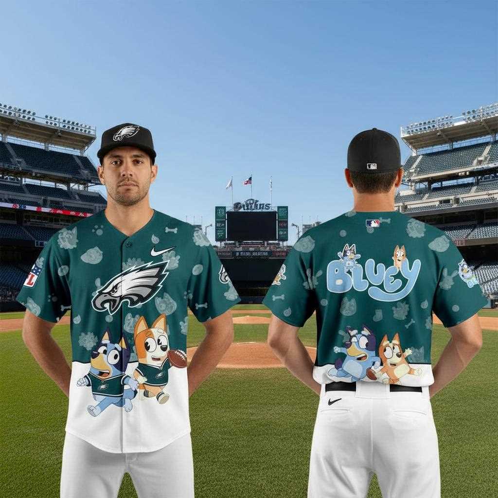 Philadelphia Eagles Bluey Night Baseball Jersey