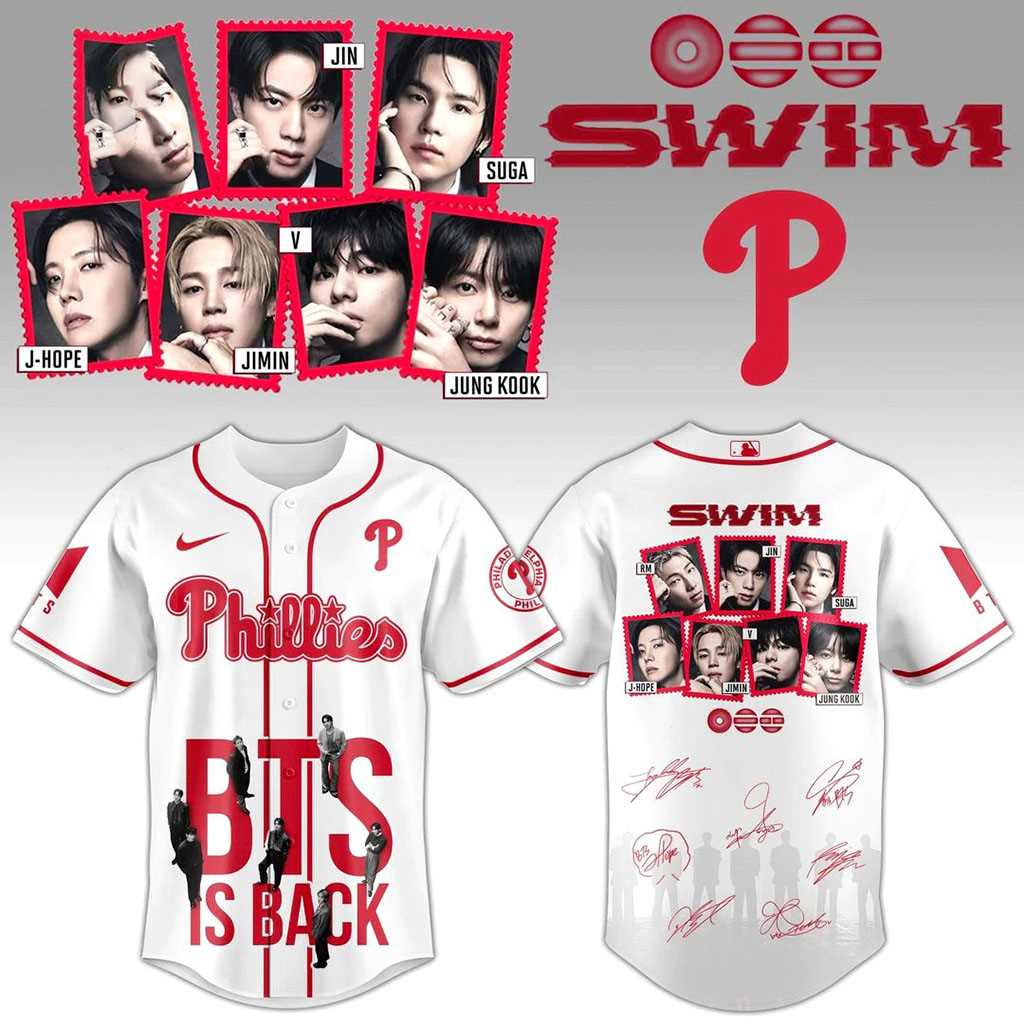 Philadelphia Phillies BTS SWIM 2026 Special Baseball Jersey Philadelphia Phillies BTS SWIM 2026 Special Baseball Jersey