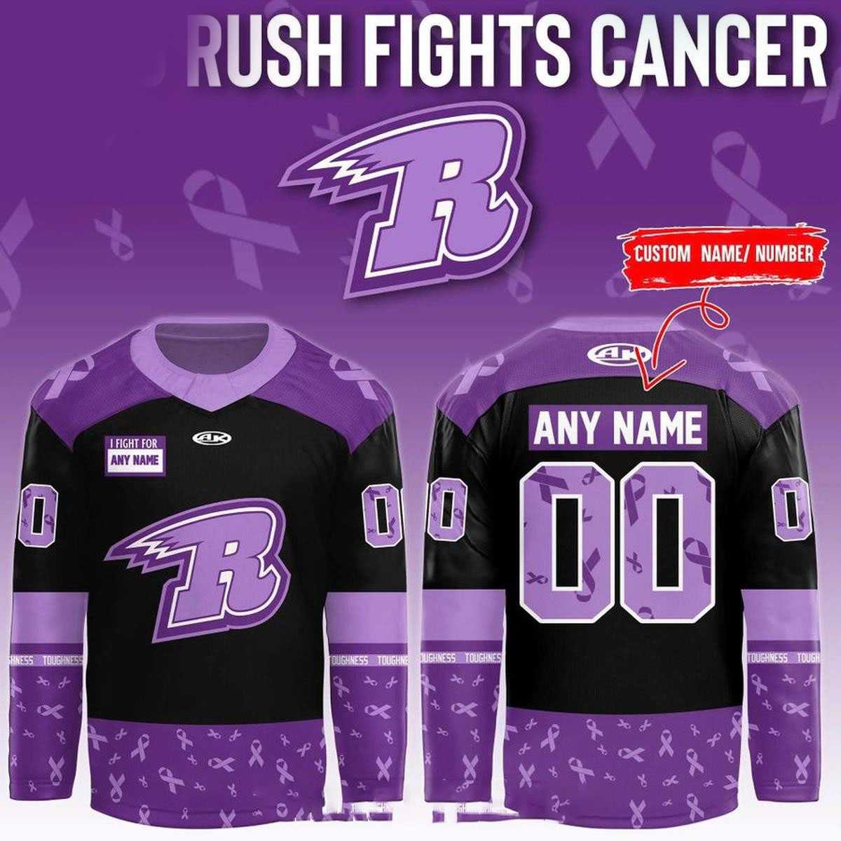 Rapid City Rush Hockey Fights Cancer 2026 Custom Jersey