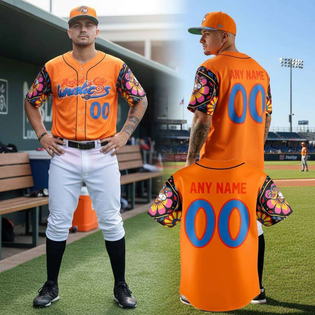 Rocket City Trash Pandas Rawlings Orange Lunaticos 2026 Baseball Jersey