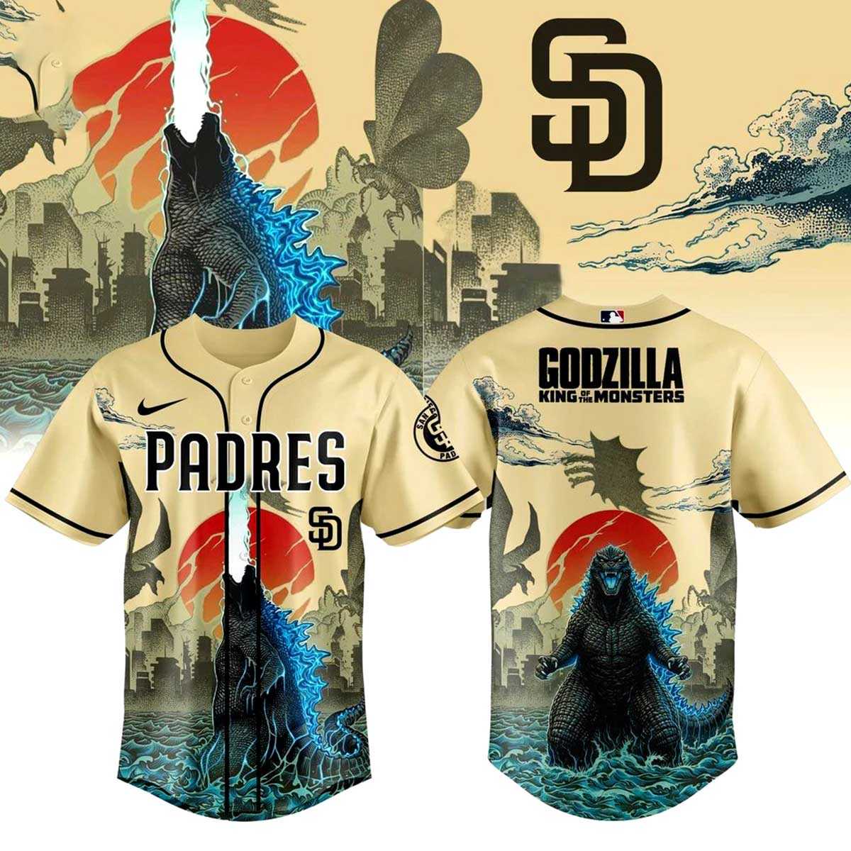 San Diego Padres Godzilla King of The Monsters Baseball Jersey