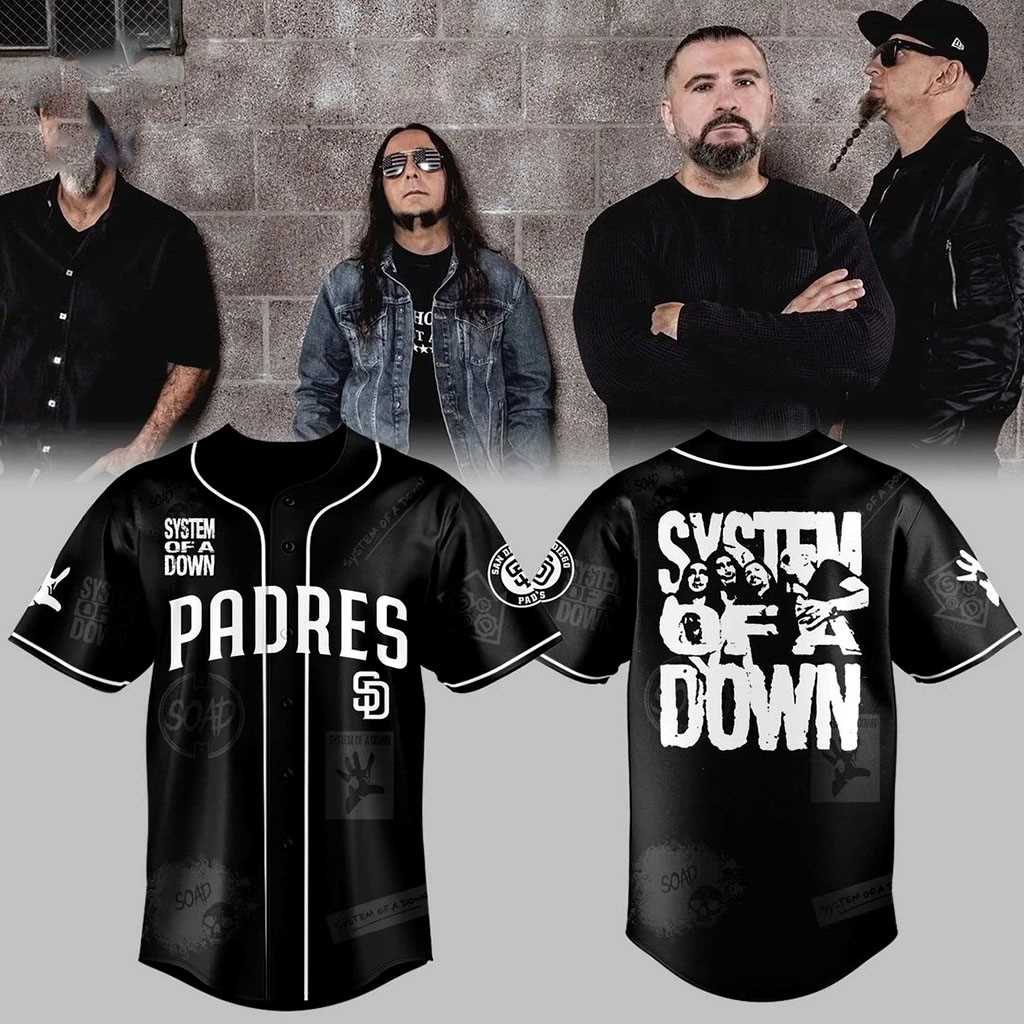 San Diego Padres System Of A Down Collab SFG Baseball Jersey San Diego Padres System Of A Down Collab SFG Baseball Jersey