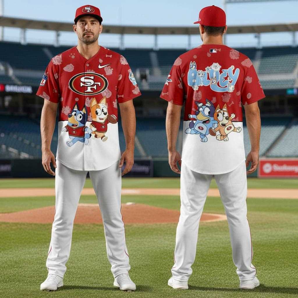 San Francisco 49ers Bluey Night Baseball Jersey