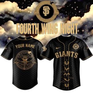 San Francisco Giants Fourth Wing Night Custom Jersey, black and gold, featuring a fantasy dragon design and GIANTS lettering.