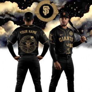 San Francisco Giants Fourth Wing Night Custom Jersey, black and gold, featuring a fantasy dragon design and GIANTS lettering.