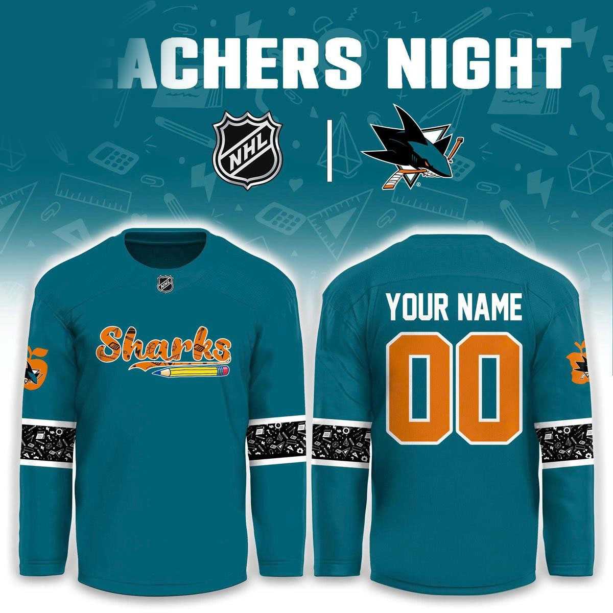 San Jose Sharks Teacher Appreciation 2026 Night Hockey Jersey
