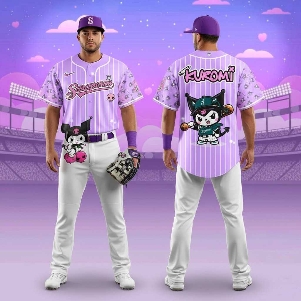 Saraperos de Saltillo Kuromi 2026 Sweet Rebel Baseball Jersey Saraperos de Saltillo Kuromi 2026 Sweet Rebel Baseball Jersey