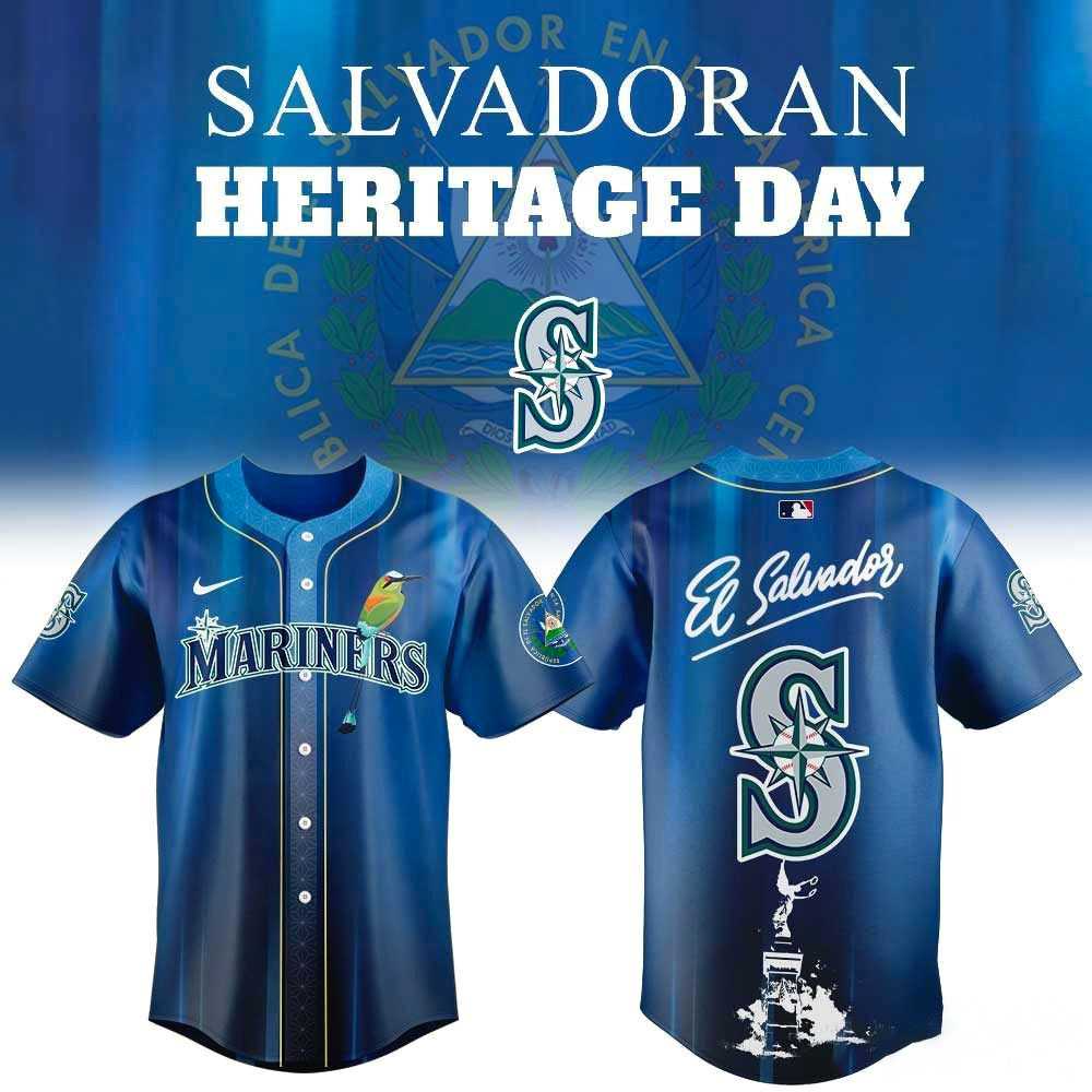 Seattle Mariners Salvadoran Heritage Day 2026 Baseball Jersey Seattle Mariners Salvadoran Heritage Day 2026 Baseball Jersey