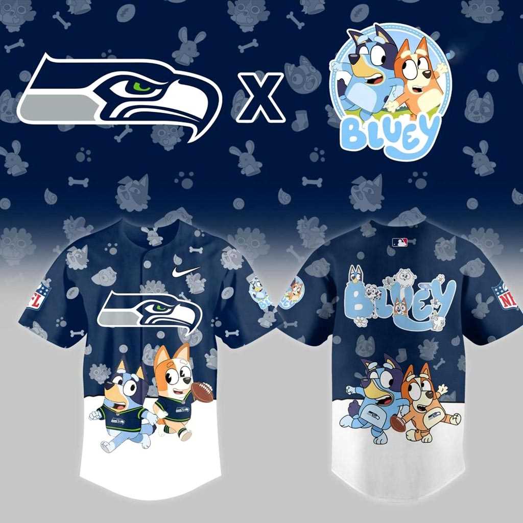 Seattle Seahawks Bluey Night Baseball Jersey