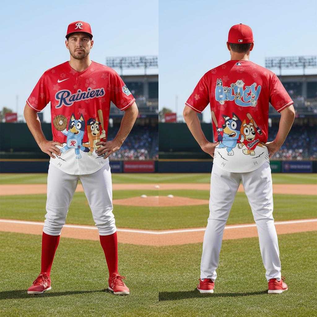 Tacoma Rainiers Bluey Night Limited Baseball Jersey Tacoma Rainiers Bluey Night Limited Baseball Jersey