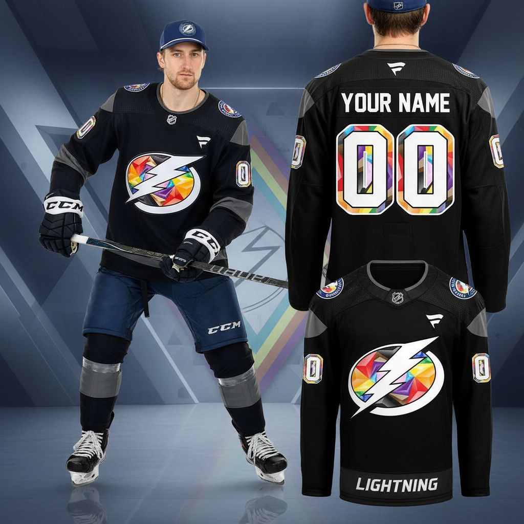 Tampa Bay Lightning Celebrating Pride Night 2026 Custom Hockey Jersey