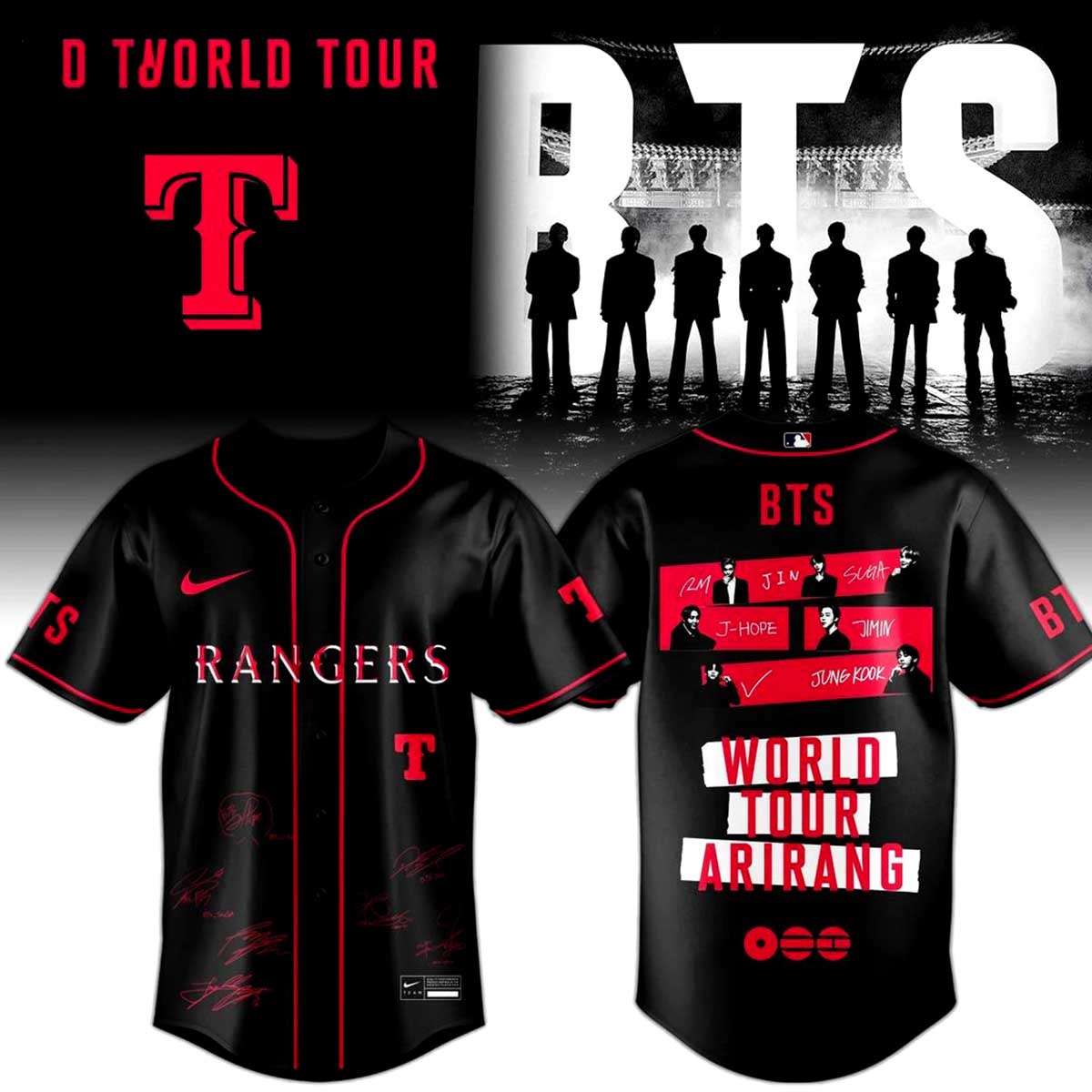 Texas Rangers BTS World Tour Arirang Special Edition Baseball Jersey