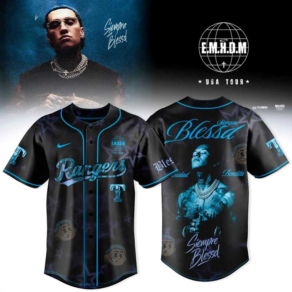 Texas Rangers Blessd Siempre Blessed USA Tour Baseball Jersey Texas Rangers Blessd Siempre Blessed USA Tour Baseball Jersey