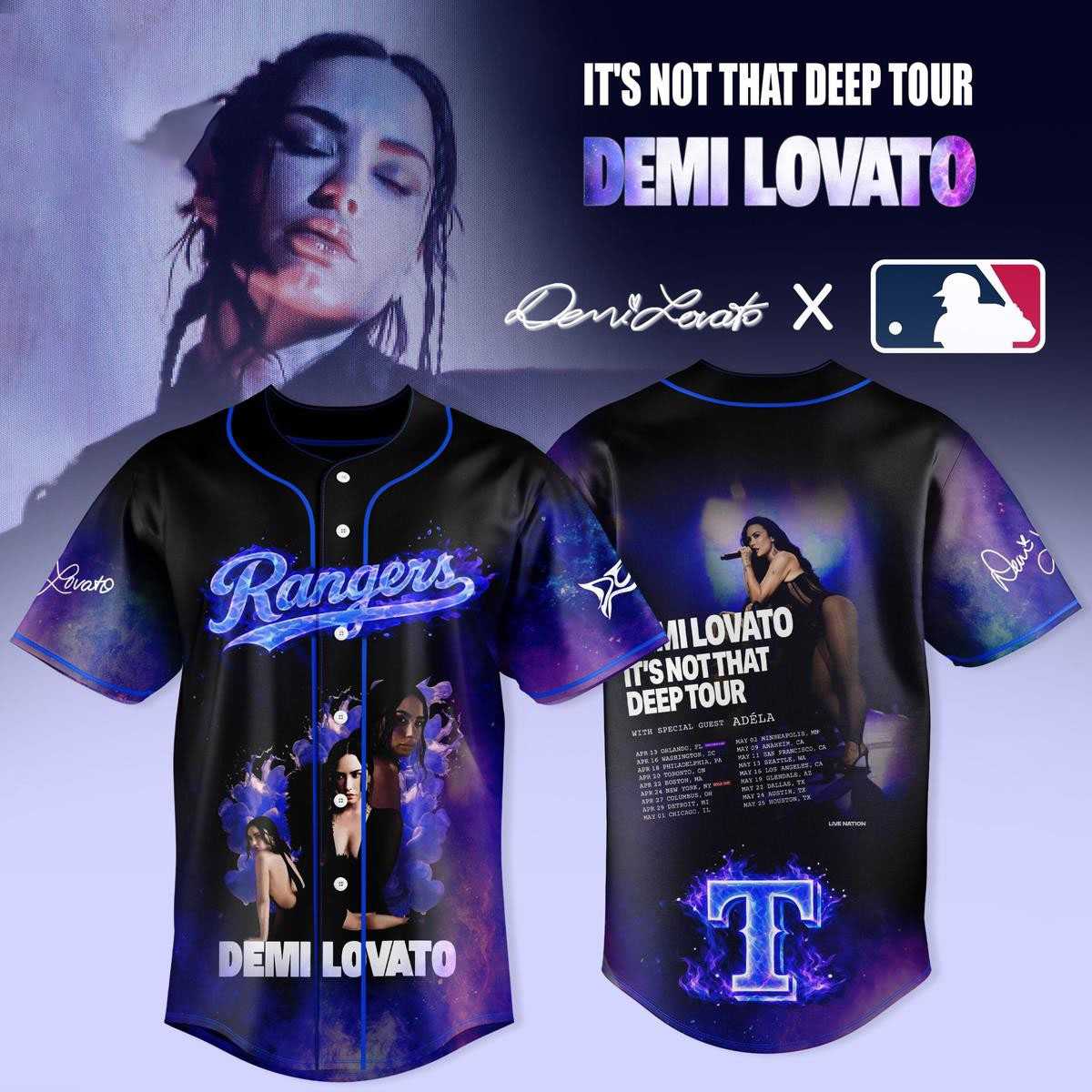 Texas Rangers Demi Lovato It’s Not That Deep Tour 2026 Baseball Jersey