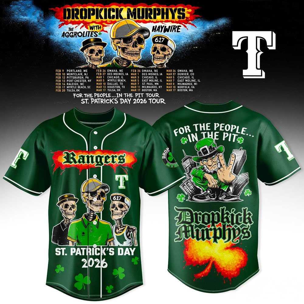 Texas Rangers Dropkick Murphys St Patrick’s Day 2026 Tour Jersey