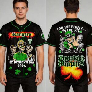 Texas Rangers Dropkick Murphys St Patrick’s Day 2026 Tour Black Jersey