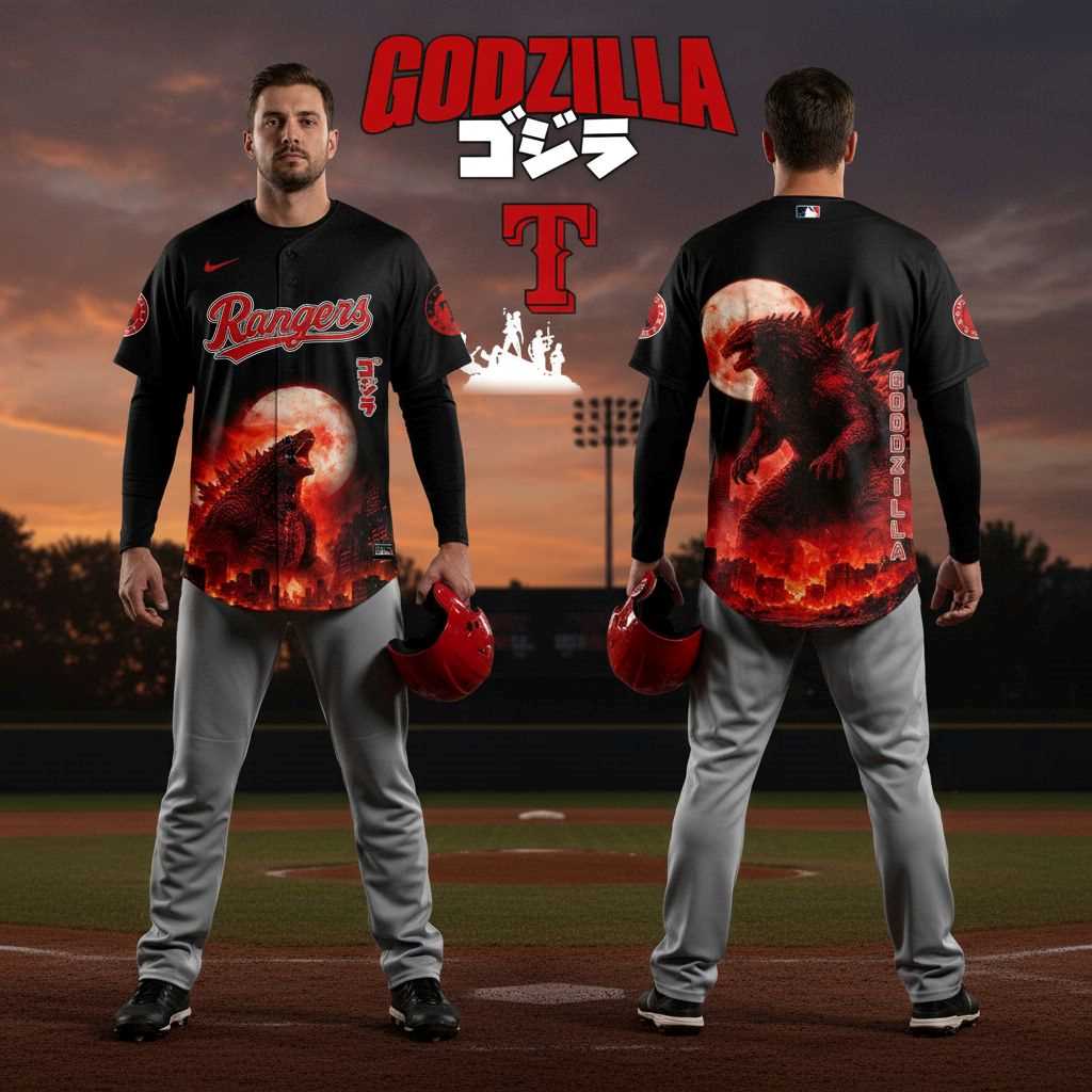 Texas Rangers Godzilla King Of The Monsters 2026 Jersey Texas Rangers Godzilla King Of The Monsters 2026 Jersey