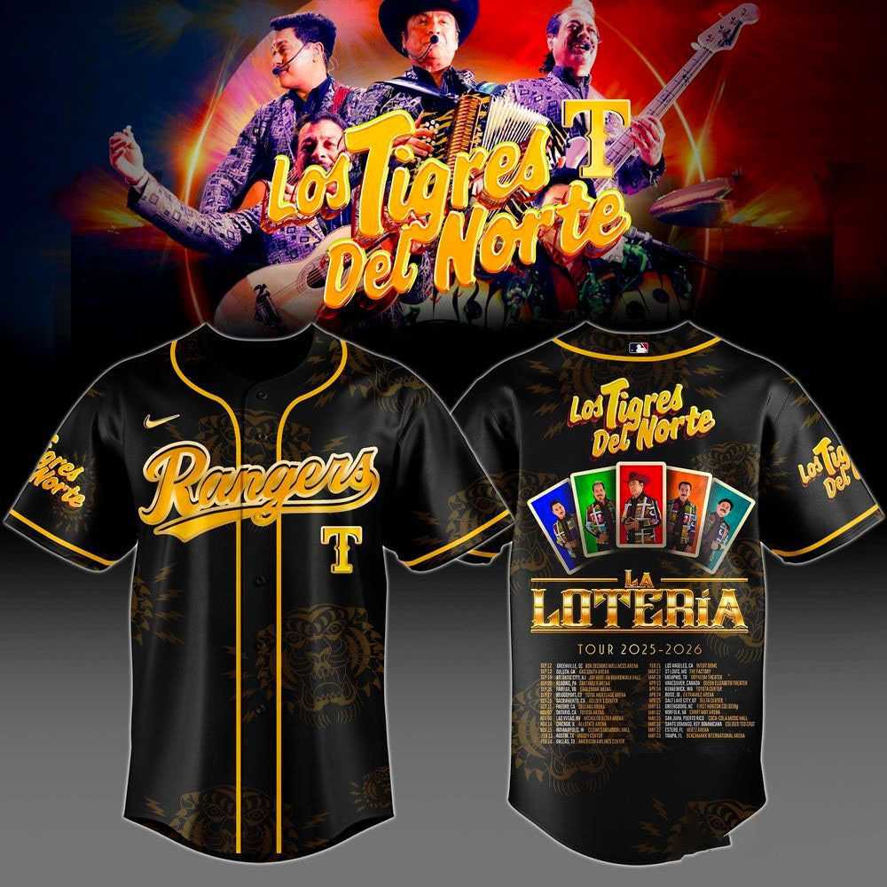 Texas Rangers Los Tigres del Norte Loteria Tour 2026 Jersey Texas Rangers Los Tigres del Norte Loteria Tour 2026 Jersey