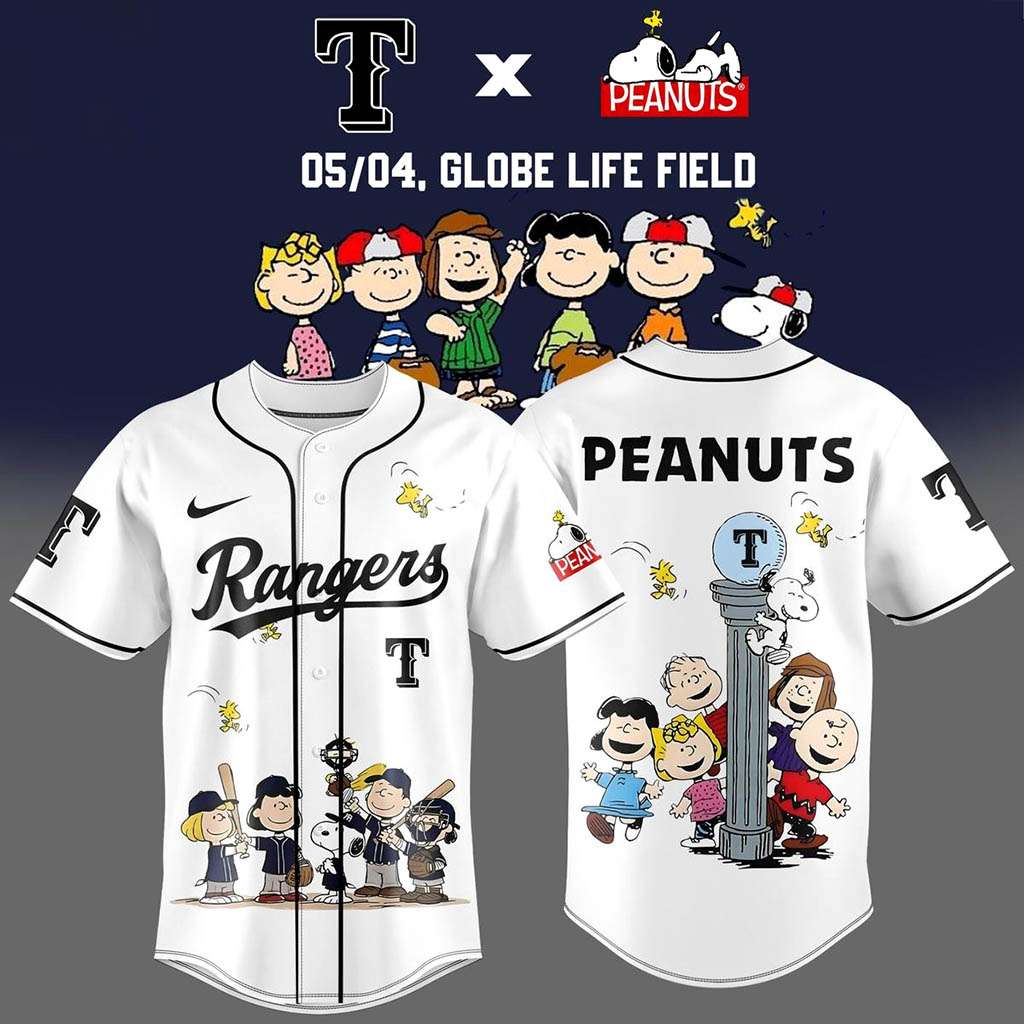 Texas Rangers Peanuts Night 2026 Globe Life Field Stadium Baseball Jersey