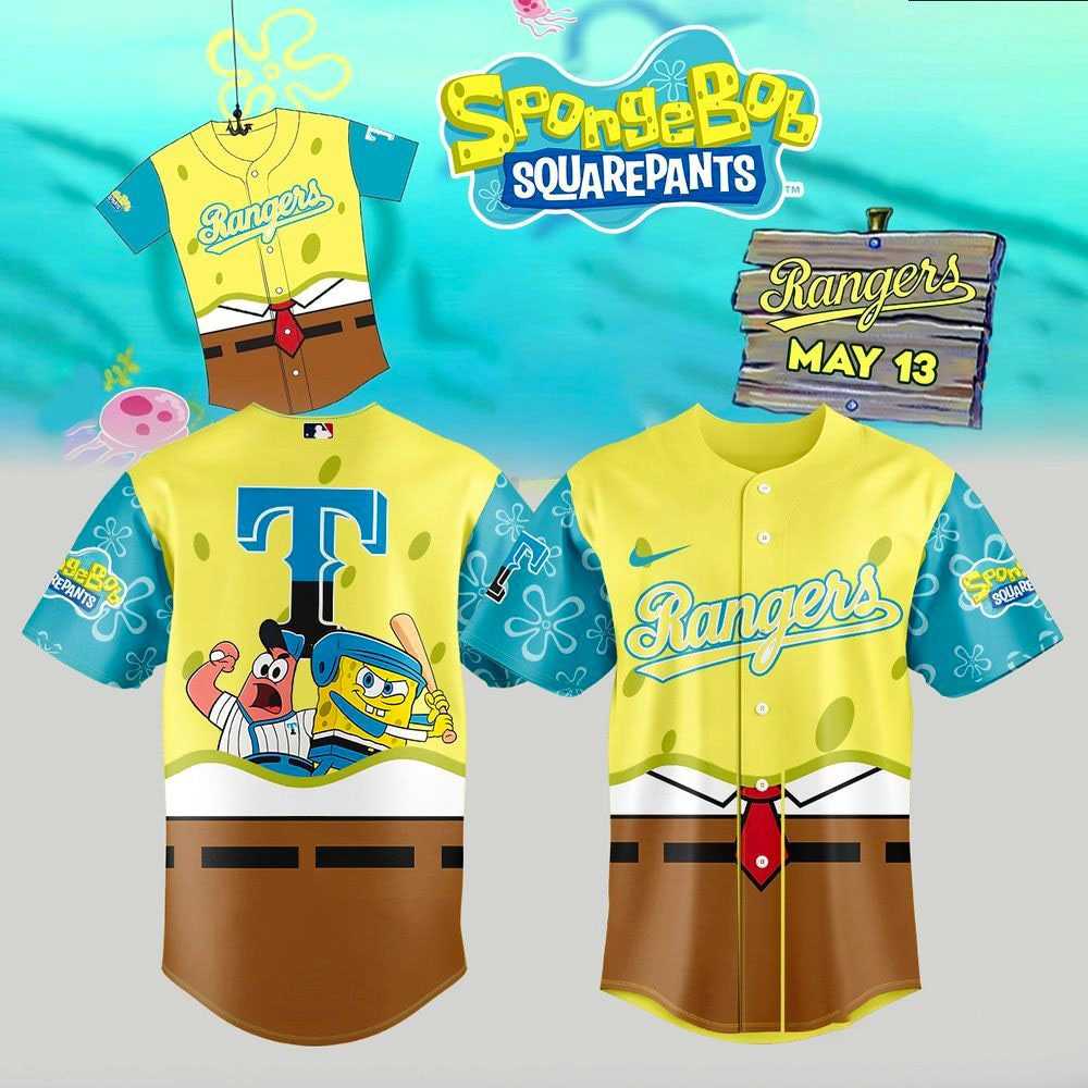 Texas Rangers SpongeBob SquarePants 2026 Baseball Jersey Texas Rangers SpongeBob SquarePants 2026 Baseball Jersey