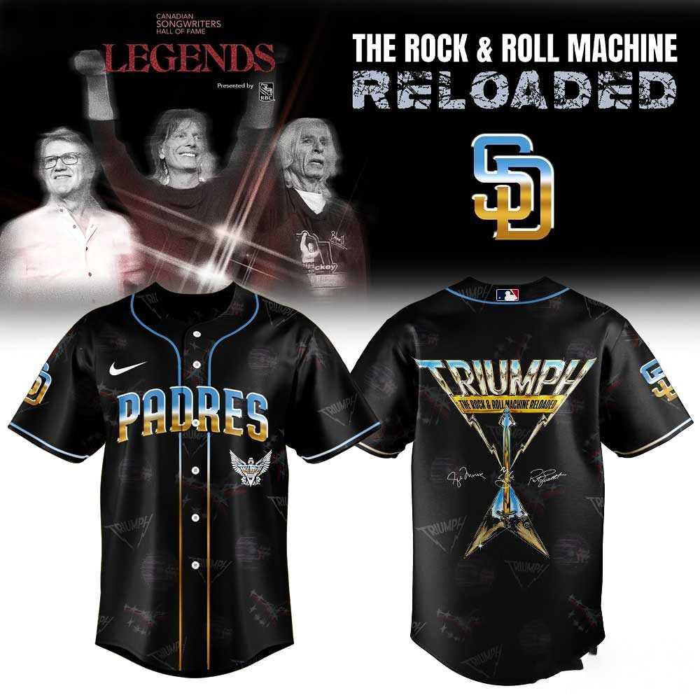 The Rock Roll Machine Reloaded Tour 2026 San Diego Padres Triumph Jersey The Rock Roll Machine Reloaded Tour 2026 San Diego Padres Triumph Jersey