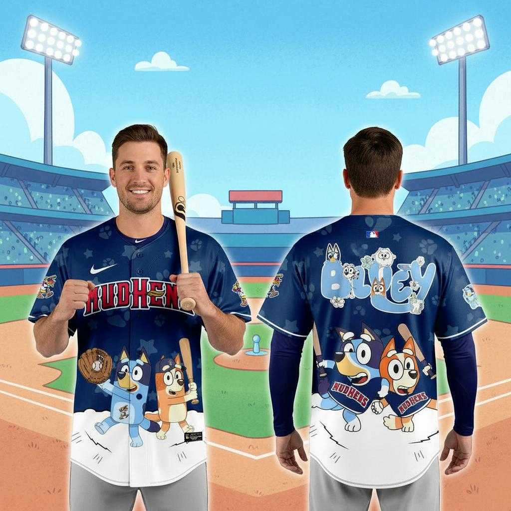 Toledo Mud Hens Bluey Night Limited Baseball Jersey Toledo Mud Hens Bluey Night Limited Baseball Jersey