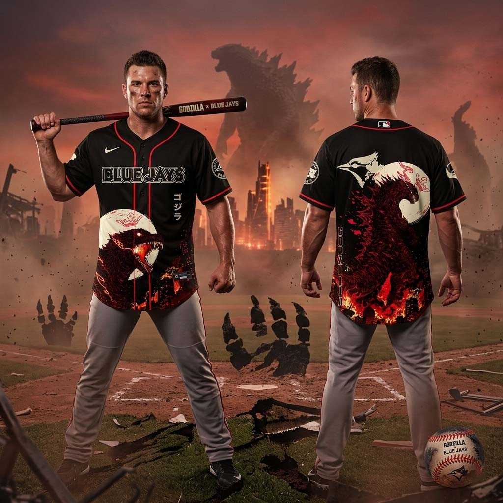 Toronto Blue Jays Godzilla Minus Zero Baseball Jersey Toronto Blue Jays Godzilla Minus Zero Baseball Jersey