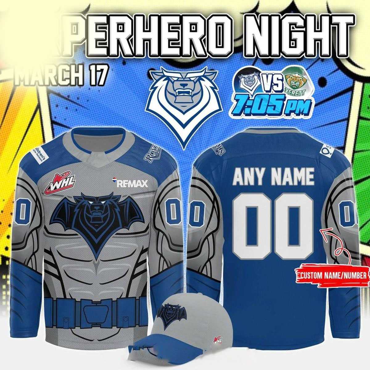 Victoria Royals Superhero Hockey Night 2026 Custom Jersey