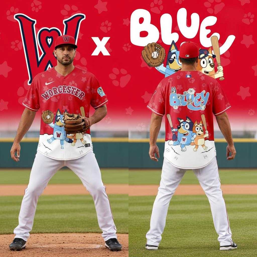 Worcester Red Sox Bluey Night Limited Baseball Jersey Worcester Red Sox Bluey Night Limited Baseball Jersey