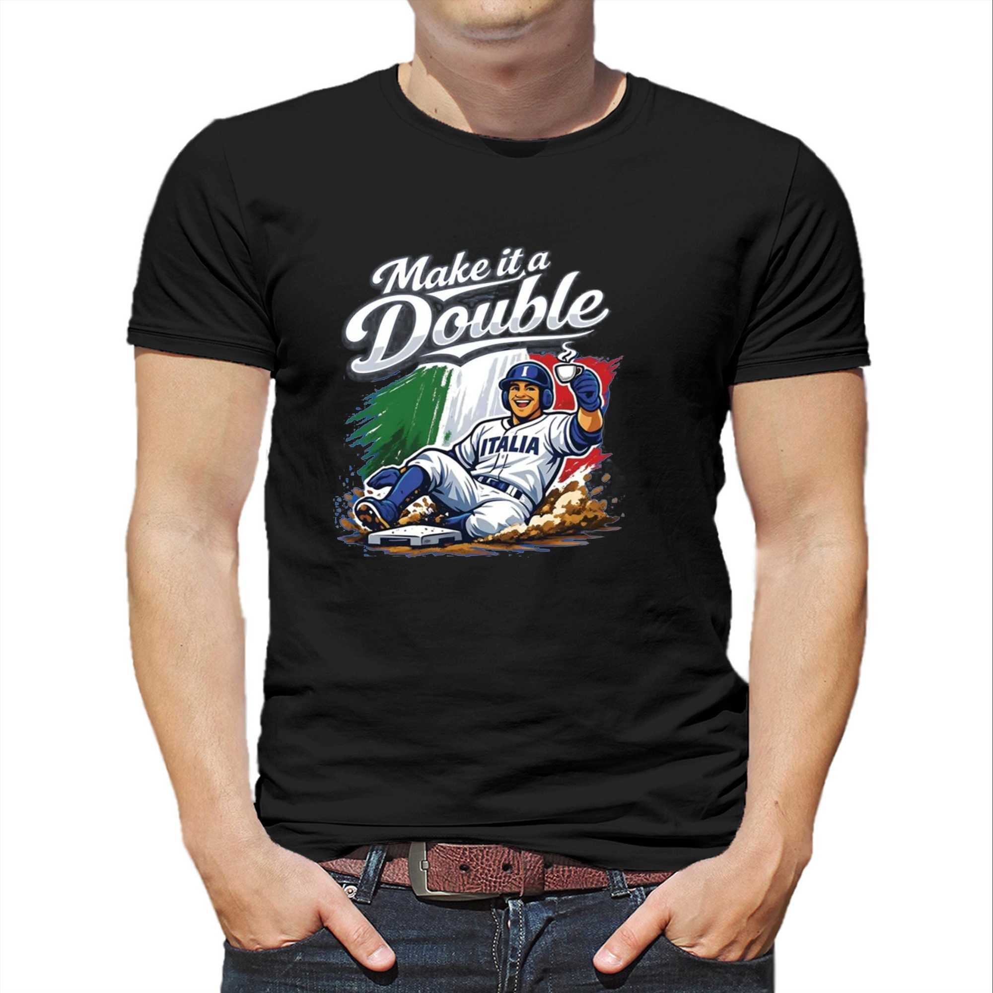 Make It A Double Italia Baseball Shirt Make It A Double Italia Baseball Shirt