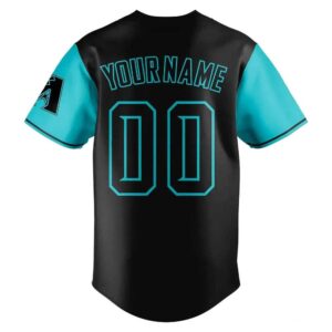 Front & back views of a black and teal Arizona Diamondbacks Replica 2026 Special Jersey with team name & custom back.