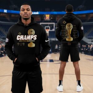Auburn Tigers Men's Basketball NIT Champions 2026 Locker Room Trophy Hoodie, black with golden 