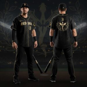 Boston Red Sox Fourth Wings Night 2026 Dragon Baseball Jersey: a vibrant red jersey with gold dragon patterns, 'RED SOX' on front, 'FOURTH WING 00' on back.