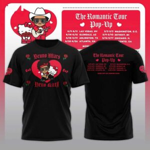 Bruno Mars Hello Kitty The Romantic Tour Shirt Bruno Mars Hello Kitty The Romantic Tour Shirt